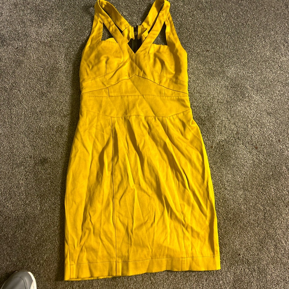 Yellow dress sexy back cut out